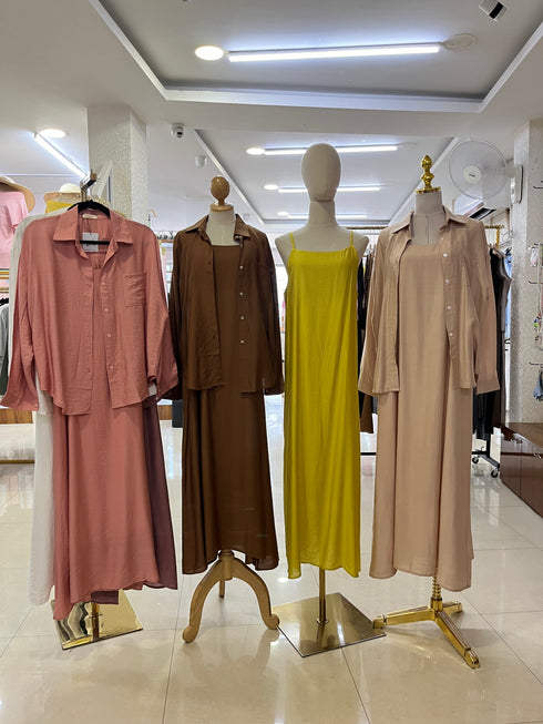 Women Casual Collar Down Shirts With Long Maxi Dress Sets